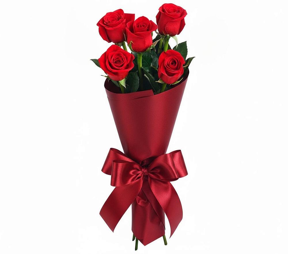 Букет 5 Красных роз Эдлесс Лав в Советском
