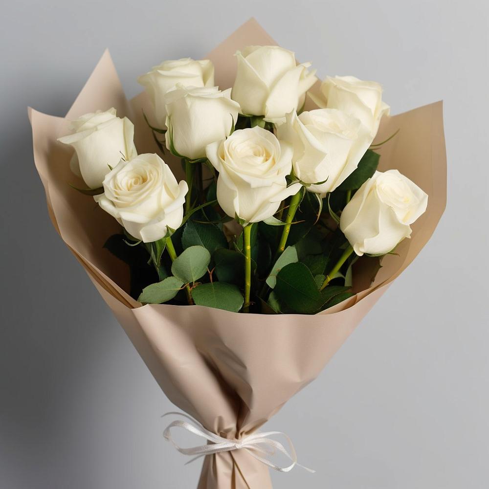 Букет 9 Белых роз Эдлесс Лав в Советском