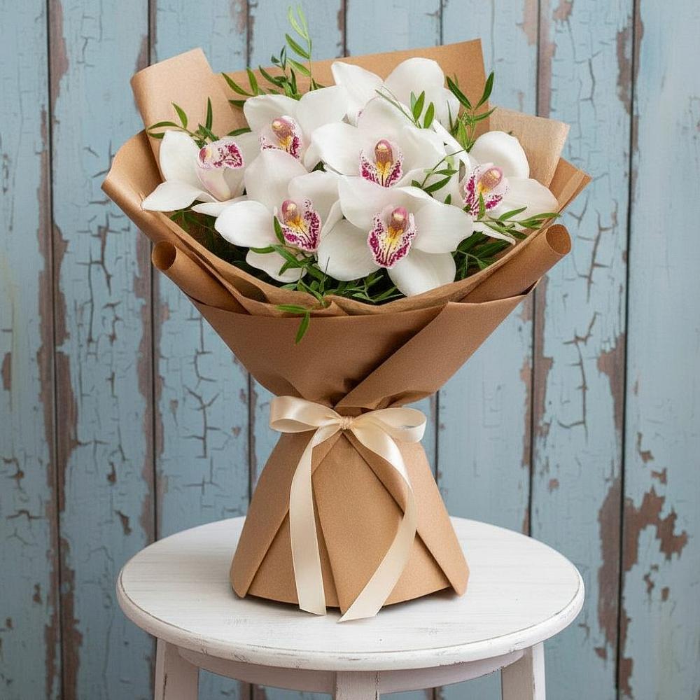 Букет цветов из: Орхидеи и Розы в Советском
