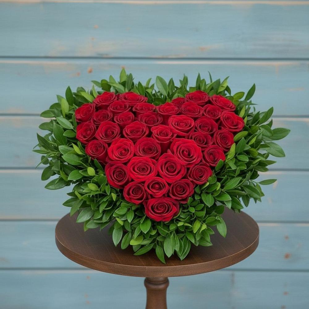 Цветочная композиция из Розы в виде сердца в Советском