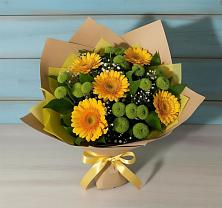 Букет цветов из:  Герберы и Хризантемы в Советском