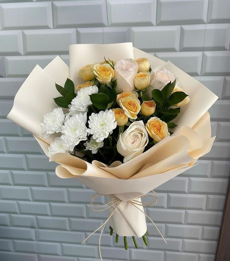 Букет цветов из: Розы и Хризантемы в Советском