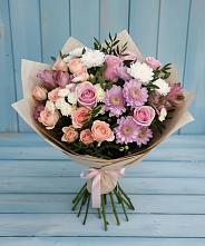 Букет цветов из:  Хризантемы, Розы и Альстромерии в Советском