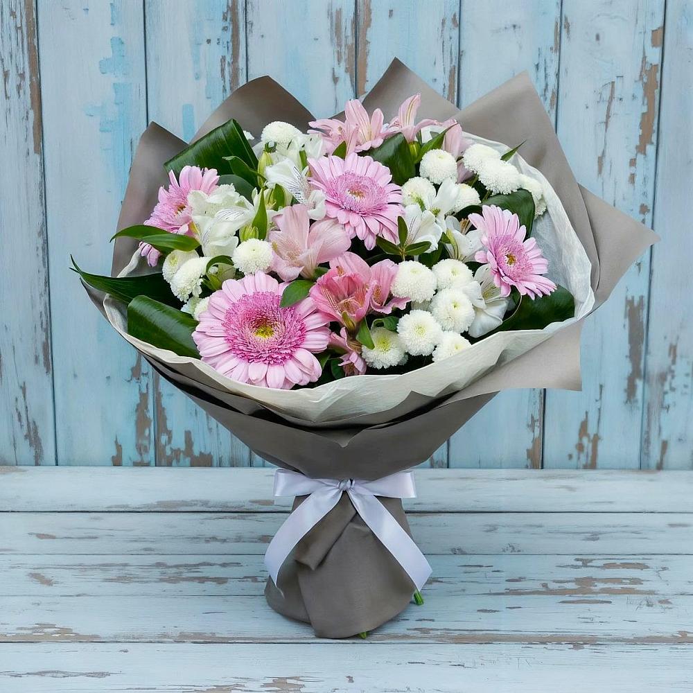 Букет цветов из: Герберы, Альстромерии и Хризантемы в Советском