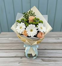 Букет цветов из:  Герберы, Розы и Хризантемы в Советском
