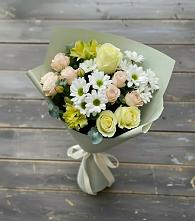 Букет цветов из:  Альстромерии, Розы и Хризантемы в Советском