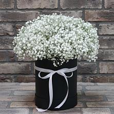 Цветочная композиция из Гипсофила в шляпной коробке в Советском